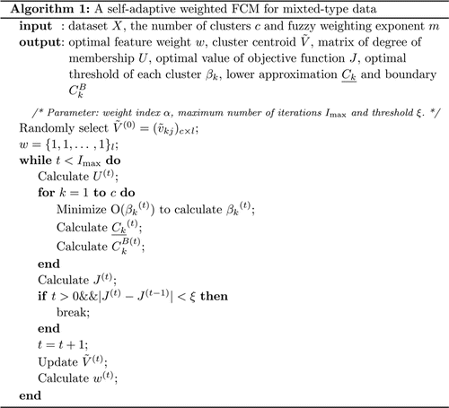 A Self Adaptive Weighted Fuzzy C Means For Mixed Type Data International Journal Of Computational Intelligence And Applications